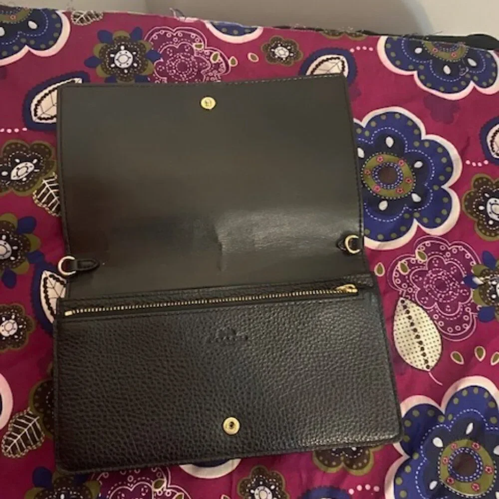 Coach Anna Black Fold Over clutch